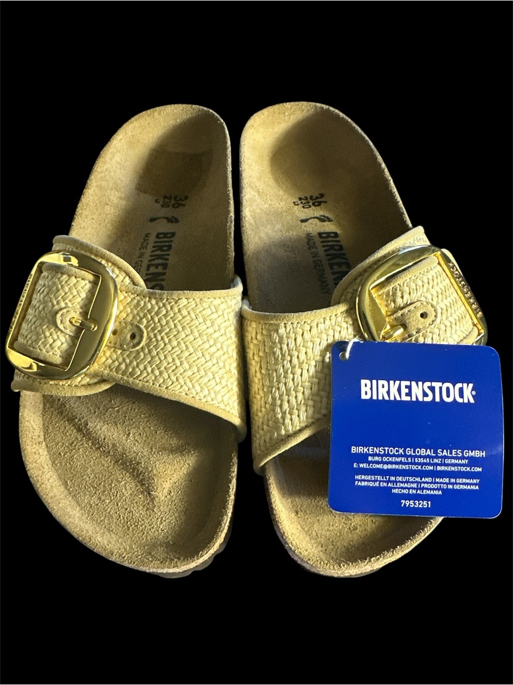 BIRKENSTOCK Madrid Big Buckle Raffia Slide Sandals in Natural NWT Size 36 - Picture 3 of 5